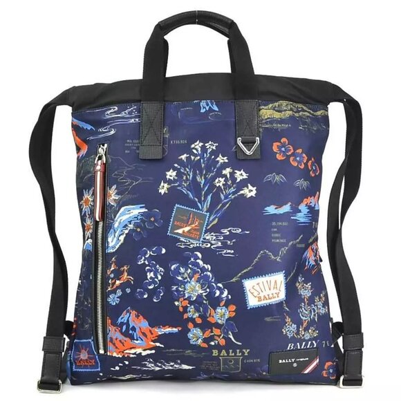 Authentic BALLY Backpack Navy/Multicolor Fabric - 55711g